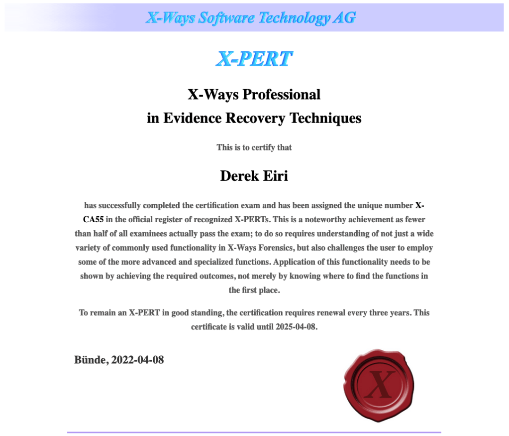 X-Ways Forensics, Re: Training&nbsp;Options